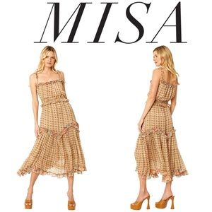 Misa Los Angeles NWT Nati Dress in Flora Tile Midi Sz XS $395